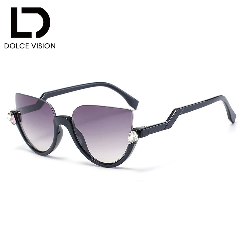 Очки от бренда dolcevision, кошачий глаз, солнцезащитные очки es, половинная оправа, женские градиентные солнцезащитные очки es, Модные женские вечерние очки UV400, оттенки - Цвет линз: 001