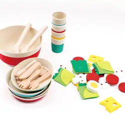 Детская моделирование весело салатник набор играть в игрушки для Детский подарок деревянный Кухня посуда Пособия по кулинарии игрушки