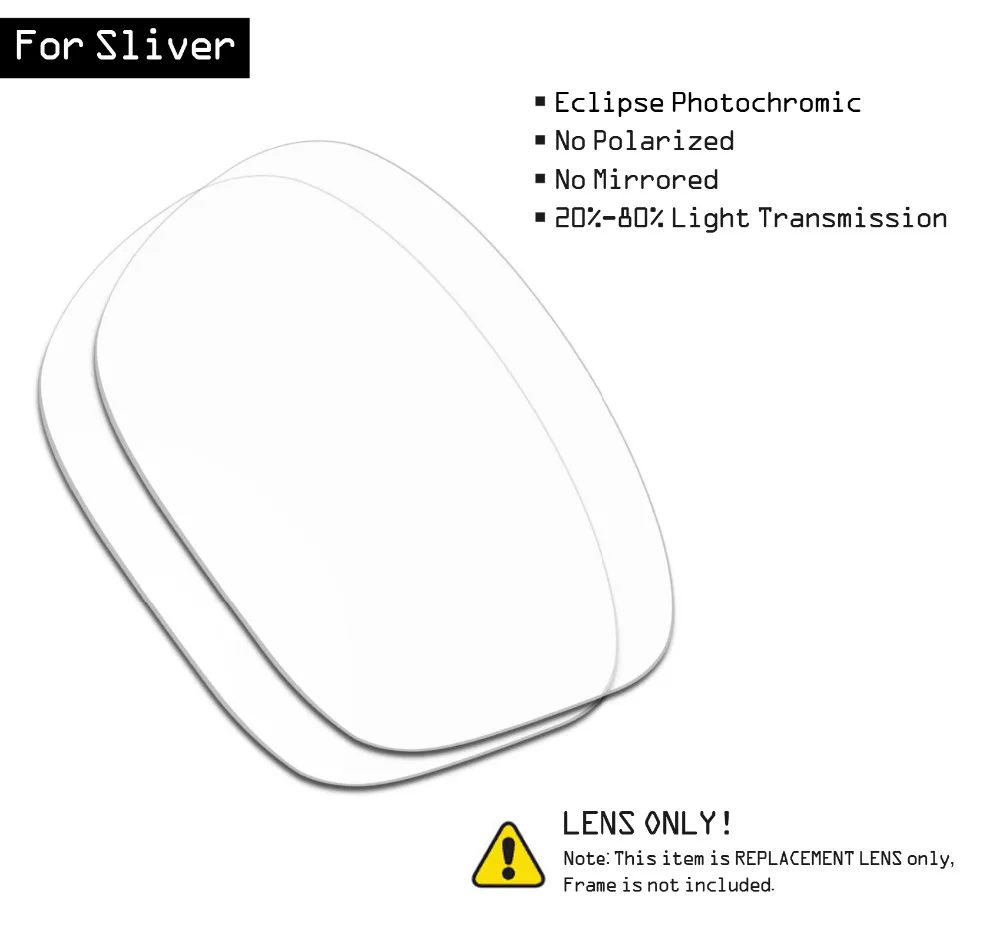 SmartVLT Sunglasses Replacement Lenses for Oakley Sliver - Eclipse Grey Photochromic