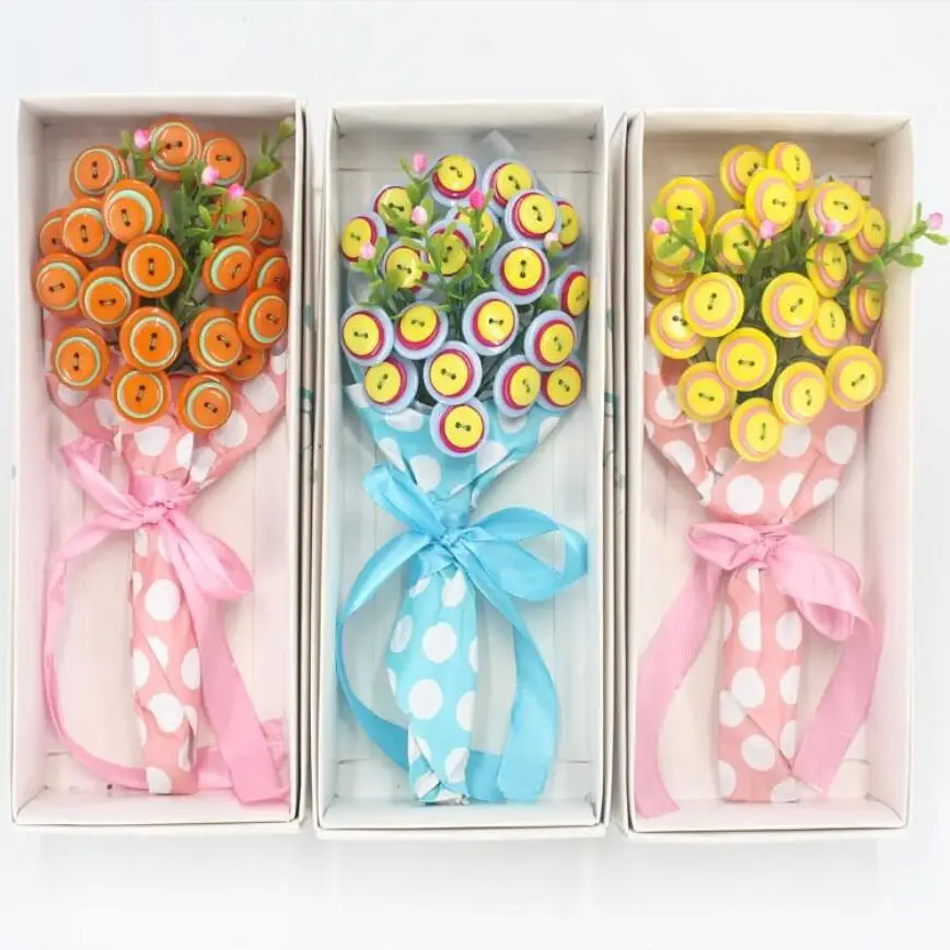 

Holiday gift button bouquet children handmade diy materials package kindergarten creative puzzle bouquet