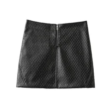 Buenos Ninos black mini skirts before zipper women autumn winter bottom PU skirts 40 buenos ninos красная роза s