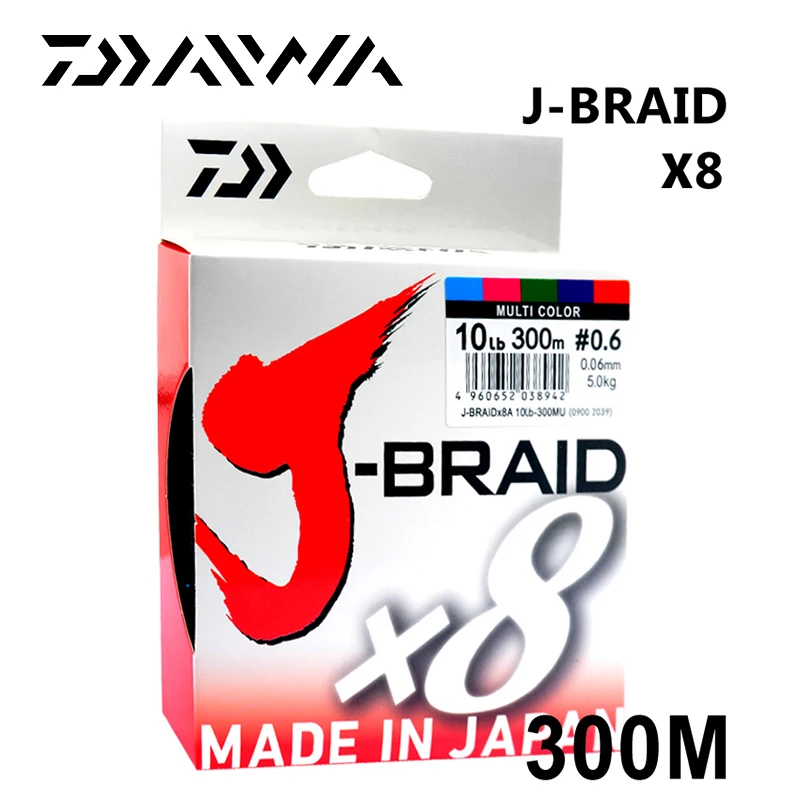 Online Daiwa Originale J BRAID X8 300 M 330Yds originale 8 intrecciato linea di pesca del monofilamento di pesca PE intrecciato linea 10 60lb made in giappone