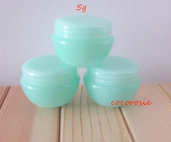

100pcs/lot 5g/5ml jar Green Mushroom styple cosmetic containers jar empty plastic Cosmetic jar sample refillable case