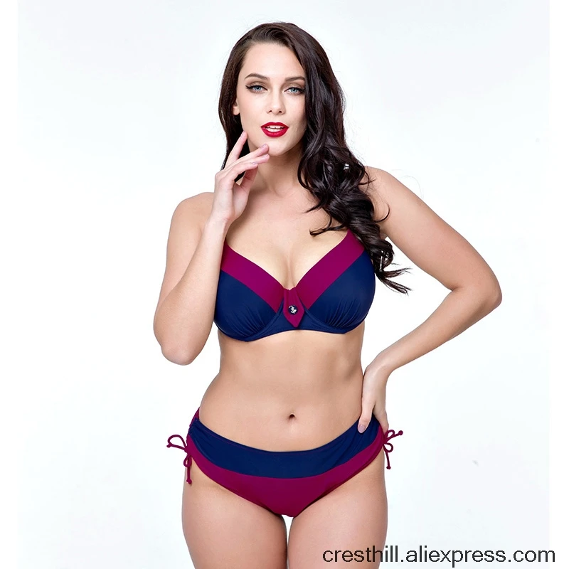 

Plus Size Bikini Women High Waist Swimsuit Vintage Pin Up Bathing Suit Swim Suit 2019 Retro Swimwear Large Size Swimsuits