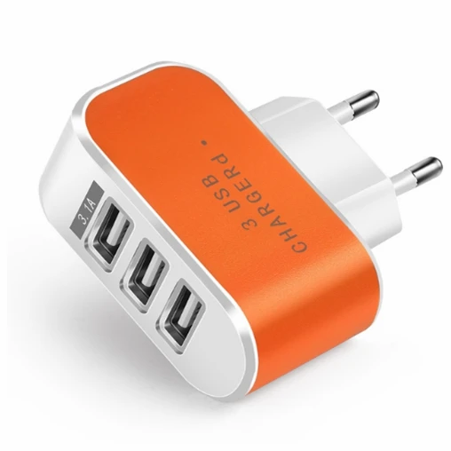 Зарядное устройство USB с 3 портами 5V2A, сетевой адаптер питания USB для путешествий, зарядное устройство европейского стандарта для huawei, samsung, зарядное устройство USB для телефона, быстрое зарядное устройство - Тип штекера: Orange