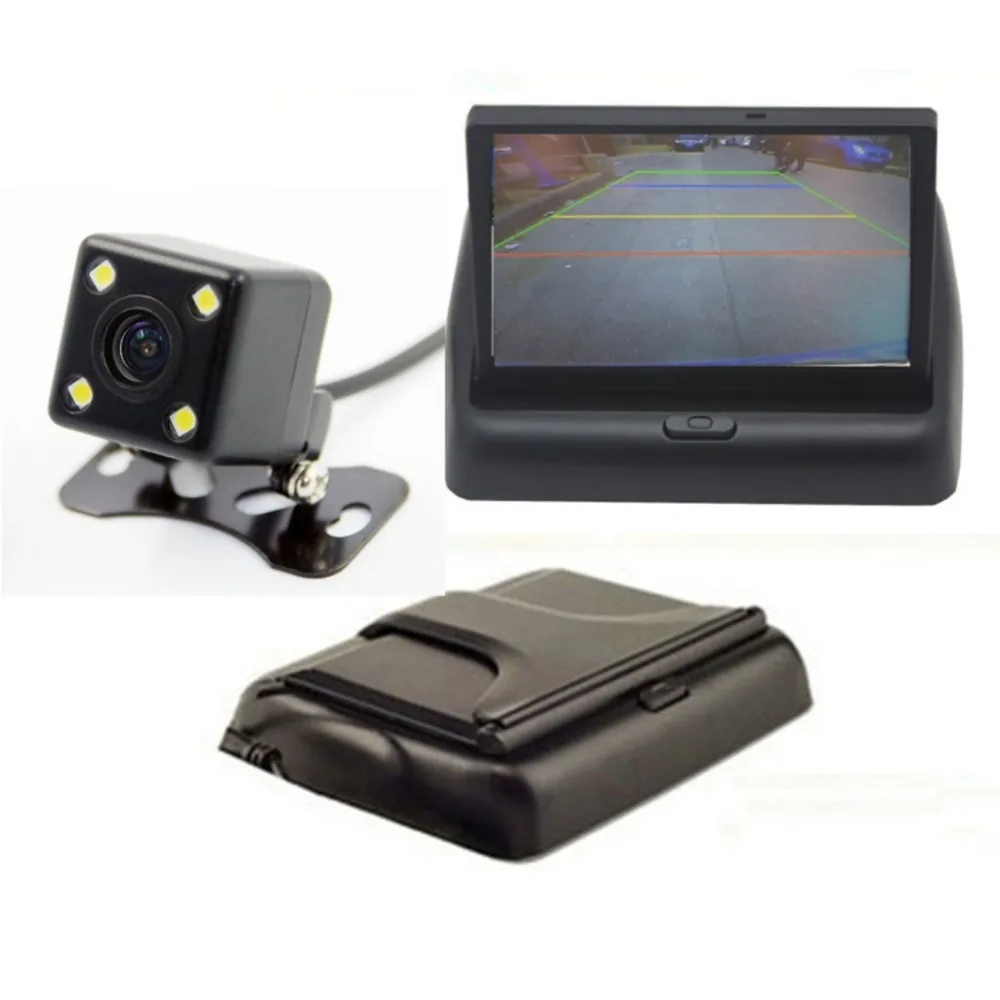 

Auto Parking Assistance New LED Night Vision Car CCD Rear View Camera With 4.3 inch Color LCD Car Video Foldable Monitor Camera