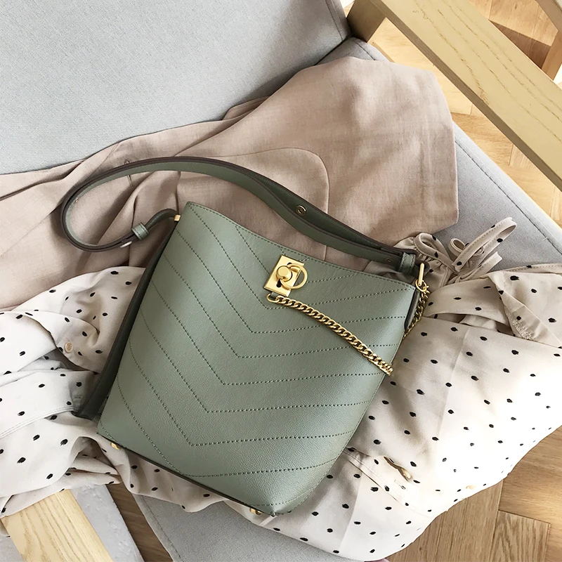 

VENOF Fashion composite bag split leather Shoulder Bag for women simple style shoppings bucket bag ladies crossbody Bag for 2019