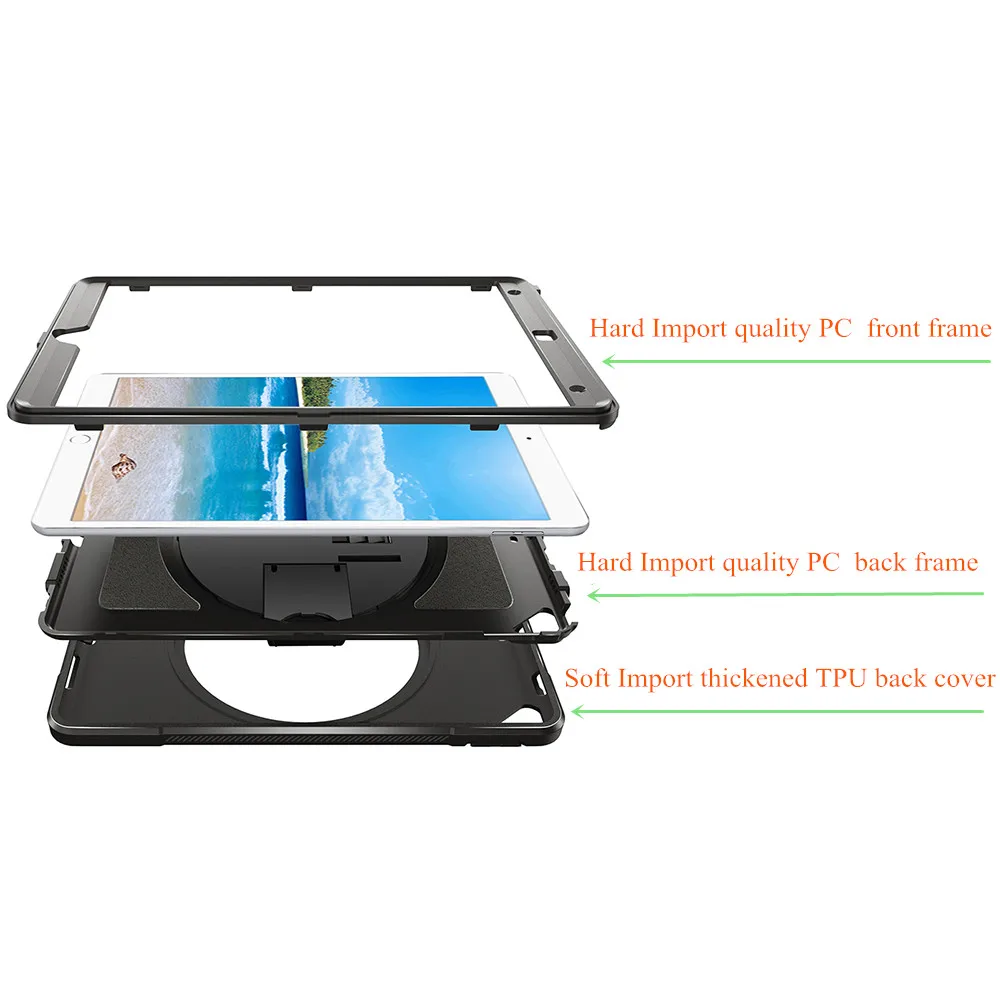 Case for iPad Pro 9.7 with 360 Degree Rotating Hand Strap and Kickstand, Miesherk Heavy Duty Shockproof Drop Protection Cover Case for iPad Pro 9.7 with 360 Degree Rotating Hand Strap and Kickstand, Miesherk Heavy Duty Shockproof Drop Protection Cover