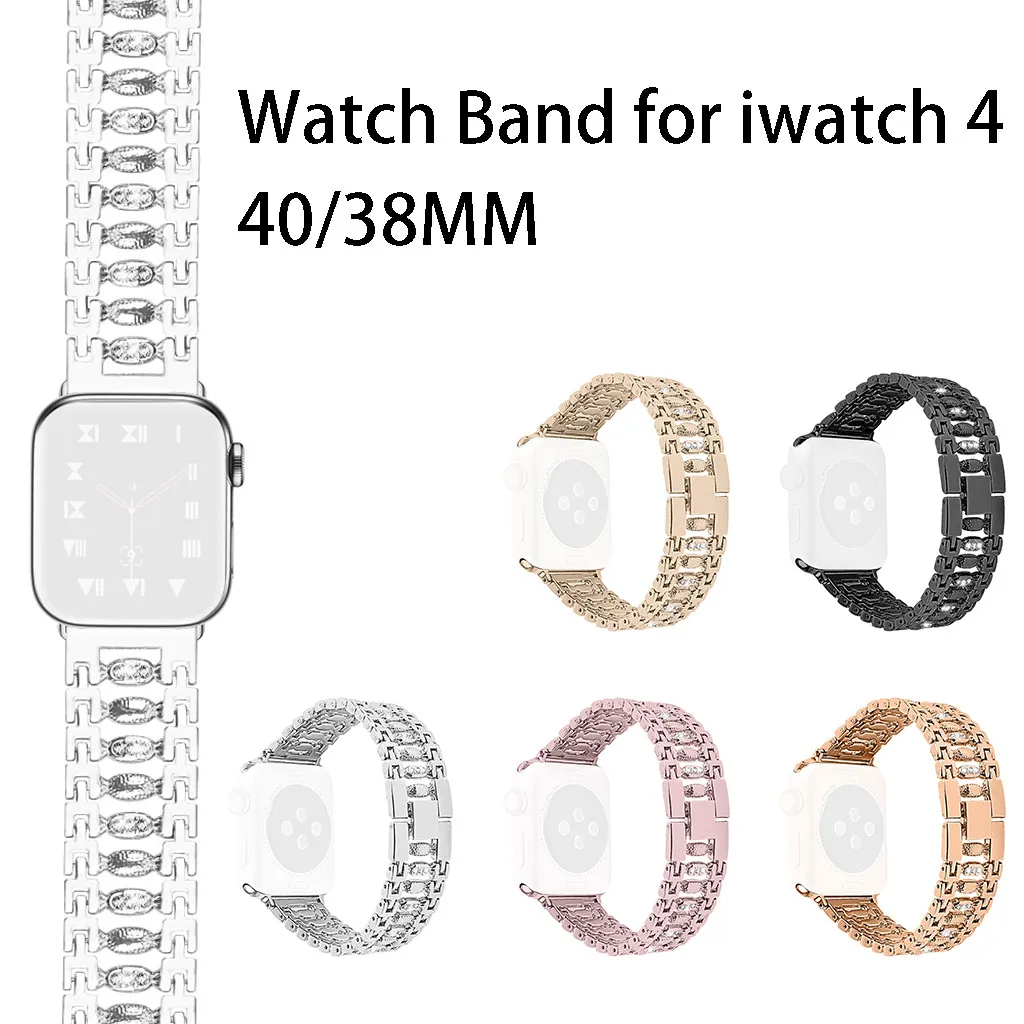 Нержавеющий браслет с нотами браслет ремешок для наручных часов Apple Watch Series 4 40 38 мм и нержавеющая сталь металлический корпус, Браслет-измеритель пульса femme
