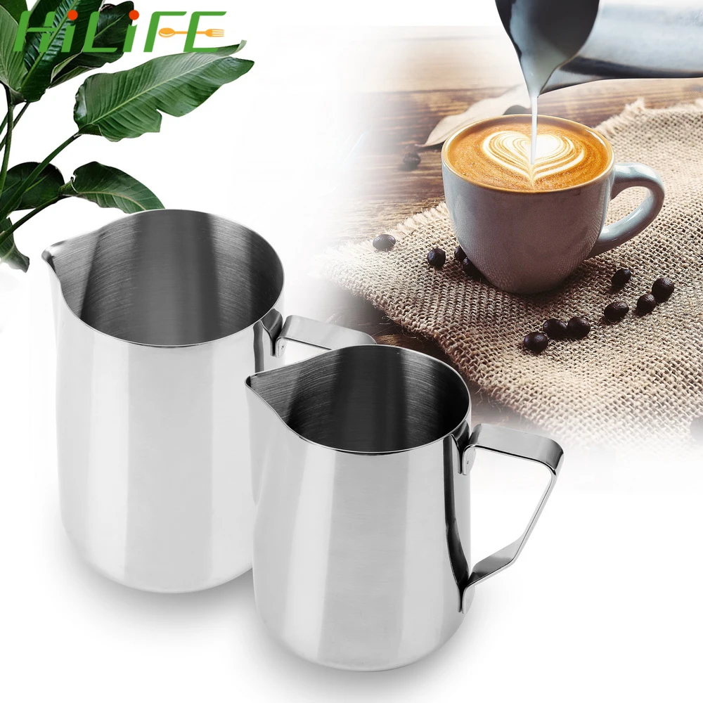 HILIFE Coffee Pitcher Barista Craft Coffee Latte Pitcher Stainless