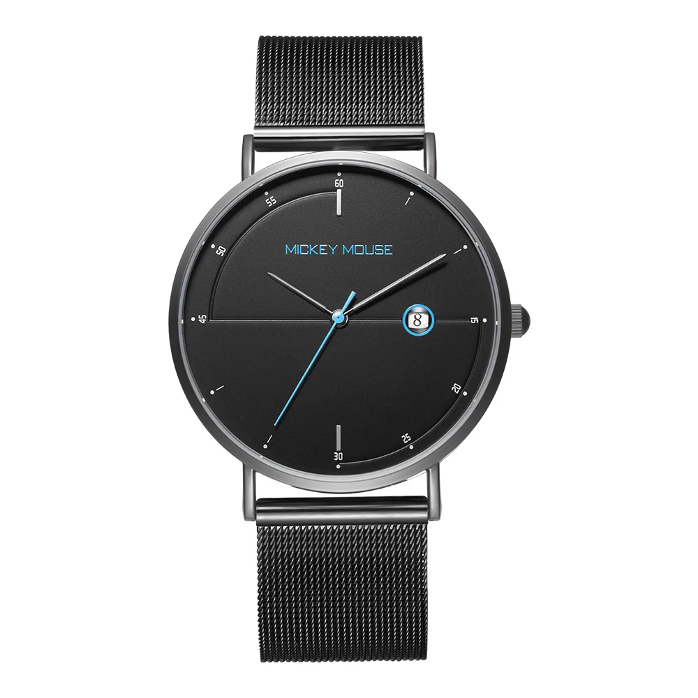

Disney Mickey Quartz Watches Sandblasting Surface Auto Date Stainless Steel Mesh Wristwatches Female Lady Bracelet Watch Reloj