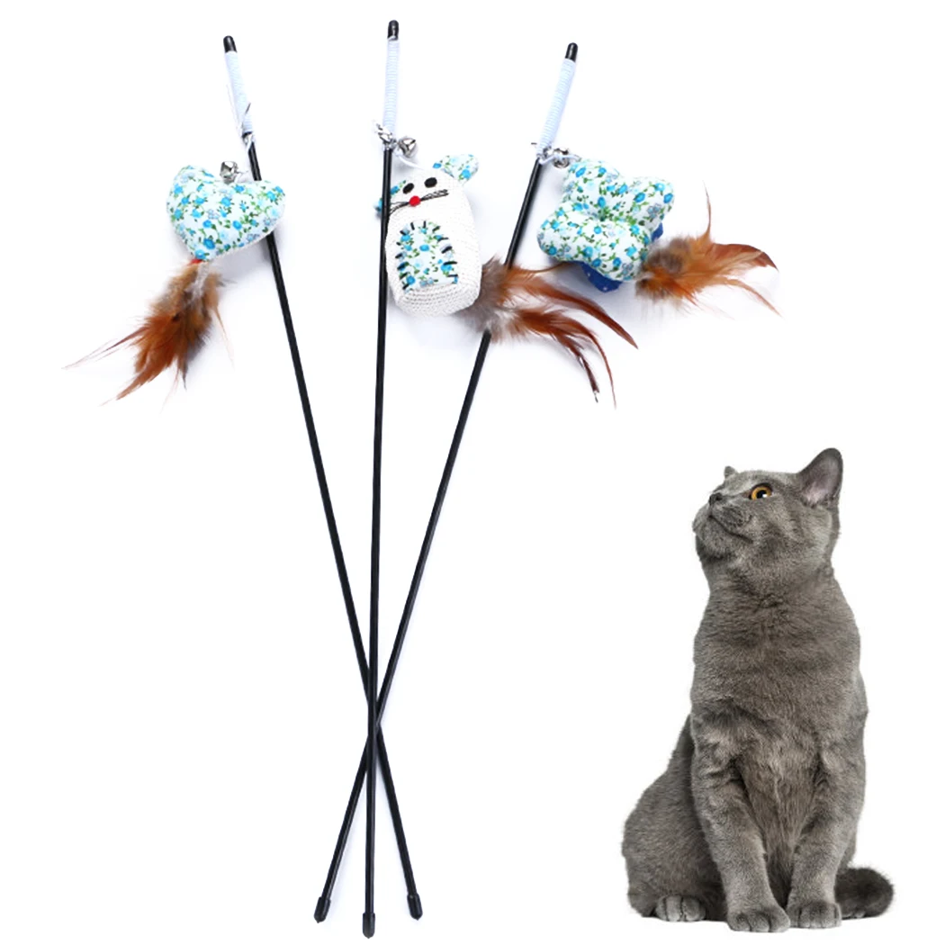 

Creative Cat Teaser Wand Interactive Funny Feather Cat Teaser Toy Pet Play Toy Pet Interaction Training Supplies For Cats Dogs