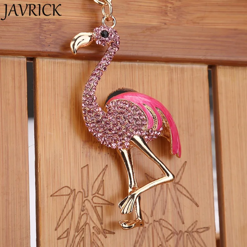 

JAVRICK Fashion Cute Key Ring Flamingo Key Chain Gift Bag Pendant Decor Alloy Rhinestone Keychain