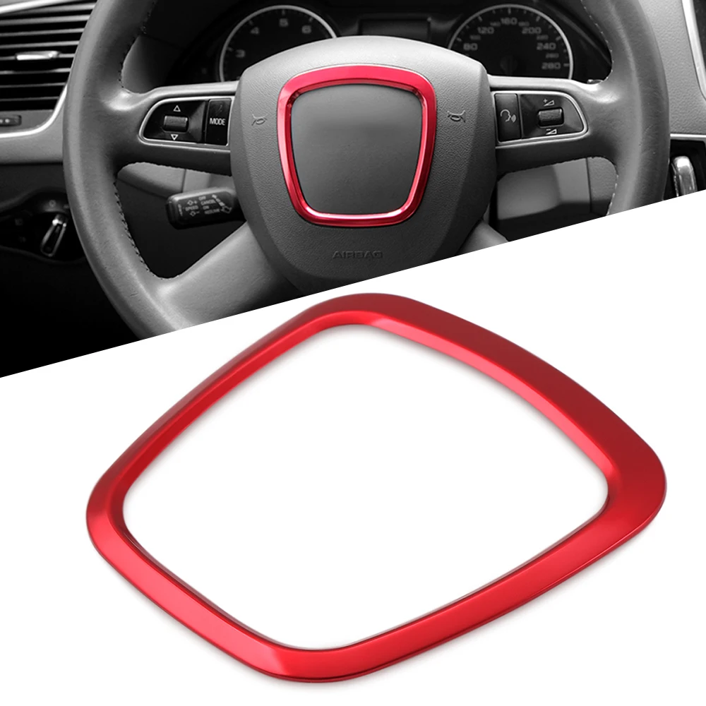 

Car styling Steering Wheel Sticker Aluminum frame cover Body Emblem Fit For Audi A3/A4L/A6L/Q3/Q5 S4 accessories decoration