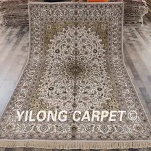 Yilong 6'x9 под старину восточные ковры шелк белый и зеленый ручной работы турецкий Шелковый ковер(ZW036M6x9