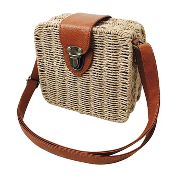 

women's handbags mini women messenger bags Square Straw ladies Crossbody Bag shoulder bags summer womens' pouch