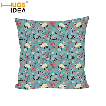 

HUGSIDEA Siamese Cat Square Bedding Car Pillowcase Swivel Chair Office Sofa Cushion Cover Soft Hotel Living Room Pillow Case