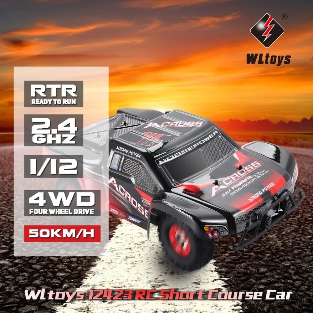 

1/12 2.4G RC Car 4WD High speed Electric Brushed Short Course Off-Road Buggy Vehicle RTR RC Car Transmitters with LED Light