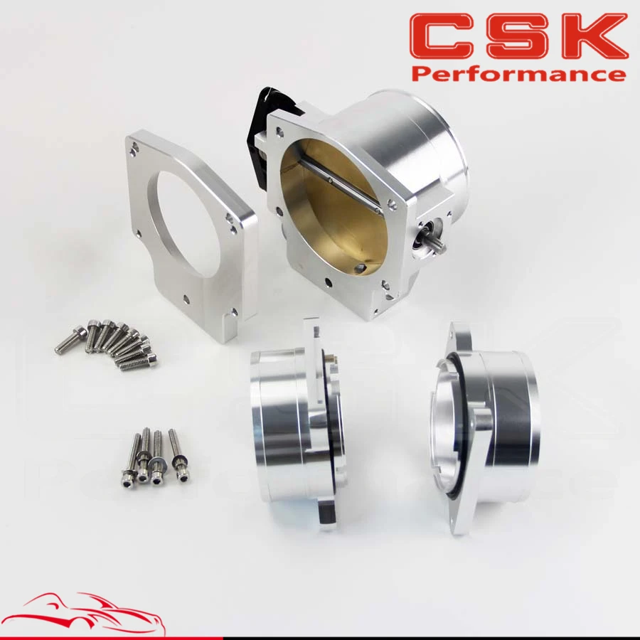 102mm Throttle Body/ Plate + Mass Air Flow Maf Adapter Ends For 98 02 Ls1 Chevy Black / Silver