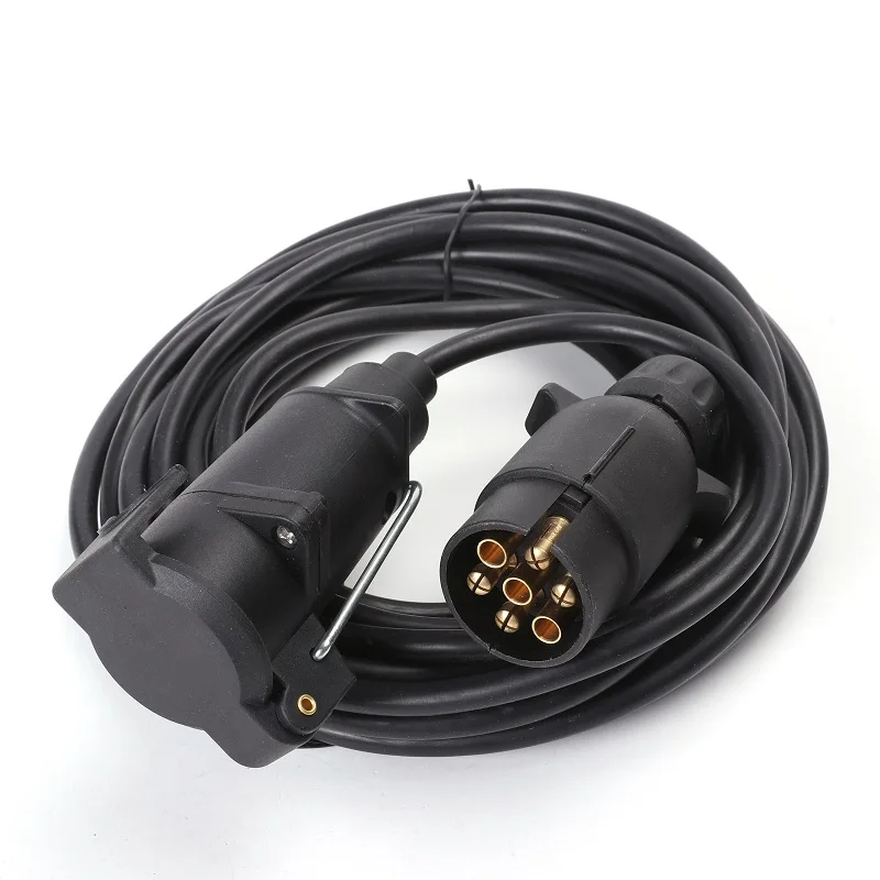 

6 M 7 pin pole way Straight Cable wire coil with 12 V 7 Pin Plastic Trailer male Plugs female socket for truck car accessories