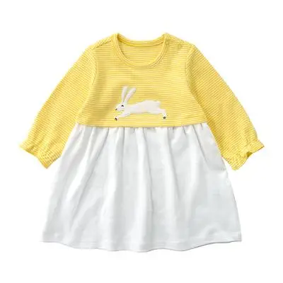 Брендовые Детские платья для девочек; платье с длинными рукавами для девочек; хлопок; сезон весна-осень; одежда принцессы для младенцев; платья для девочек - Цвет: yellow