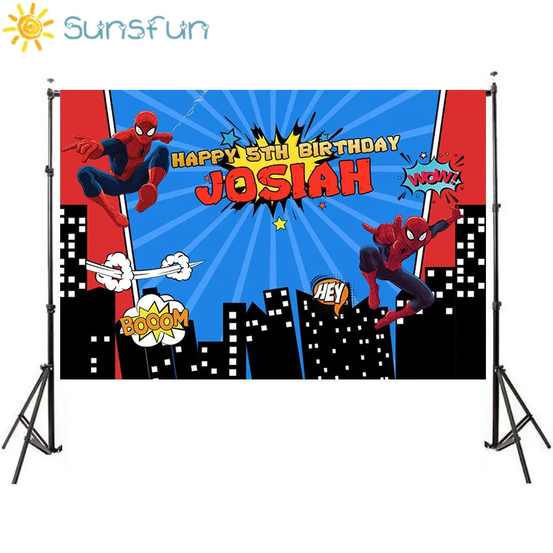 

Sunsfun Super Hero City Scene Photography Background Baby Photgraphy Backdrops Party Background for Photocall Studio Vinyl Prop