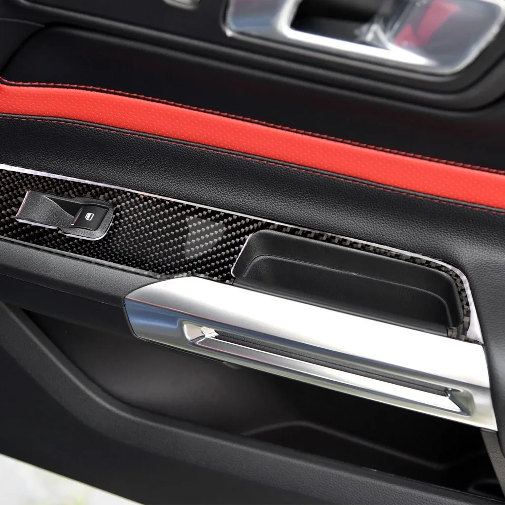 Углеродное волокно переключатель окна замок крышка отделка для Ford Mustang 15-17