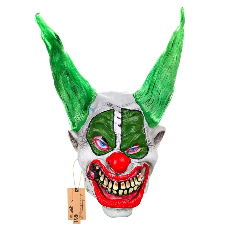 H& D злой страшный дементированный Психо клоун латексная маска с зелеными волосами ужас костюм для Хэллоуина Вечерние Маски