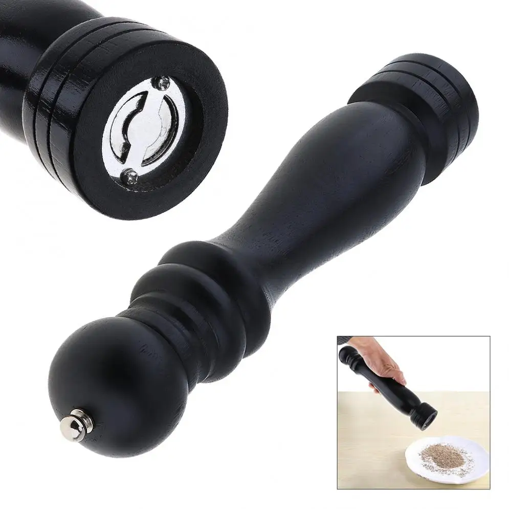 

10 Inch Wooden Salt Pepper Grinder Spice Mills Hand Movement Pepper Mill with Ceramic Grinding Cord for Kitchen Cooking Tools