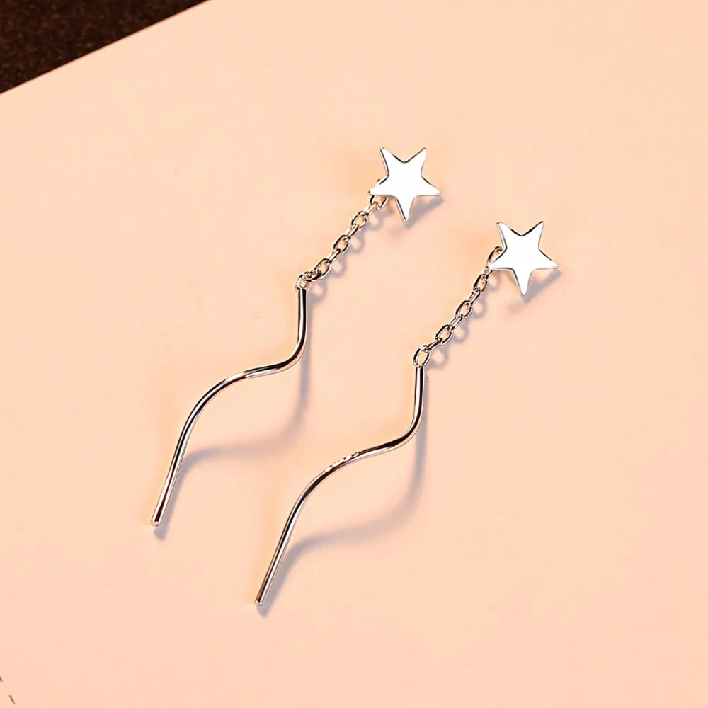 PAG & MAG новый дизайн 925 пробы серебряные серьги капли с блестящей звездой и длинные