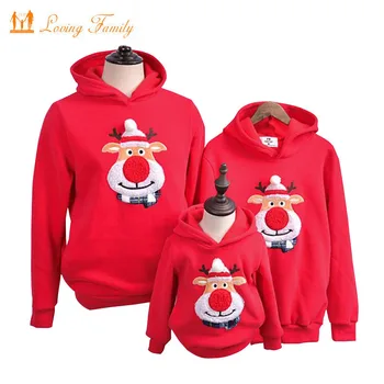 

2020 Winter Family Clothing Sweater Christmas Deer Clothing Polar Fleece Warm Dad Son Hoodies Matching Mother Daughter Clothes