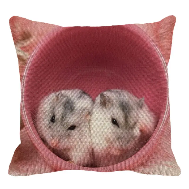 XUNYU милые животные маленькая мышка наволочка Подушка Чехол для подушки из льна диван кровать Декоративная Подушка Чехол 45x45 см C0057
