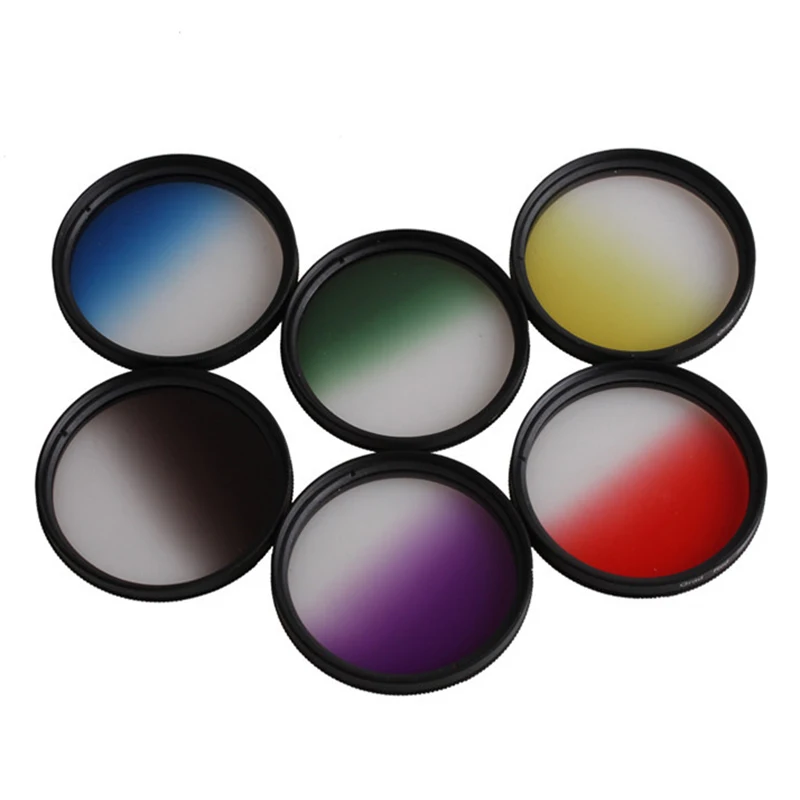 Lens Filter 49 55 58 62 67 72 77mm Gradula Color Filters Blue Grey Red