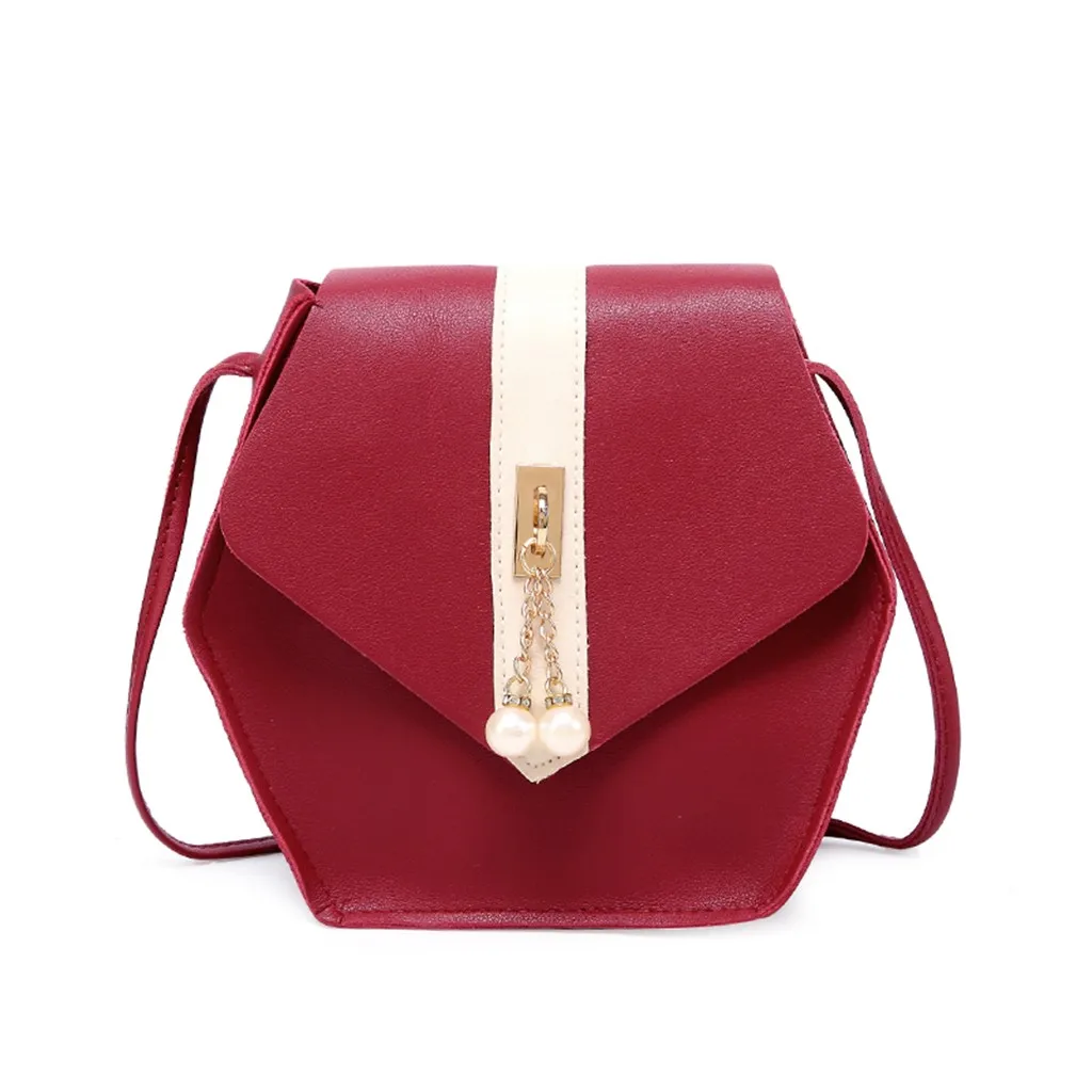

New Arrrival Women Bag New Hexagonal Pearl Buckle Mini Square Bag Striped Shoulder Strap Crossbody Slung Handbag Totes