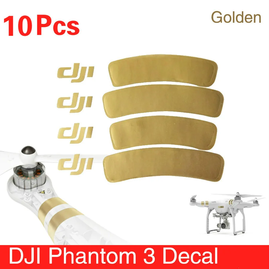 10 Pcs Аксессуар для Phantom 3 Золотой наклейки Arm Стикеры для DJI Phantom 1/2/3 Универсальный наклейка на жилье Phantom 3 наклейка 2/4/6/8/10 шт - Цвет: 10 Pcs