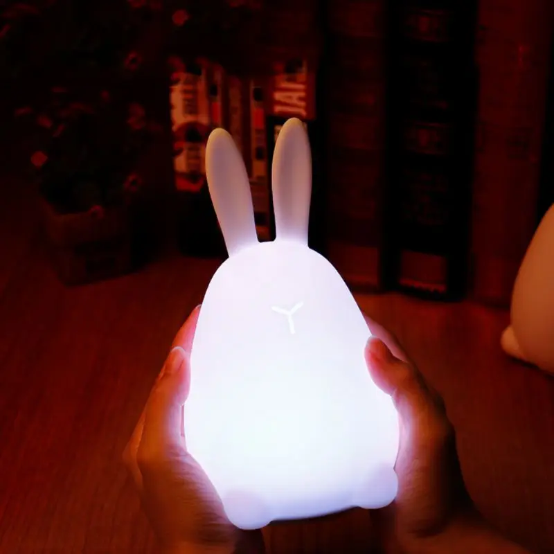 Silicone Lamp USB Charging Cute Rabbit Silicone Night Light Colorful Color Rabbit Night Lights