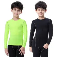 Новинка; детская компрессионная Базовая футболка для мальчиков и девочек; теплая спортивная футболка; быстросохнущая одежда
