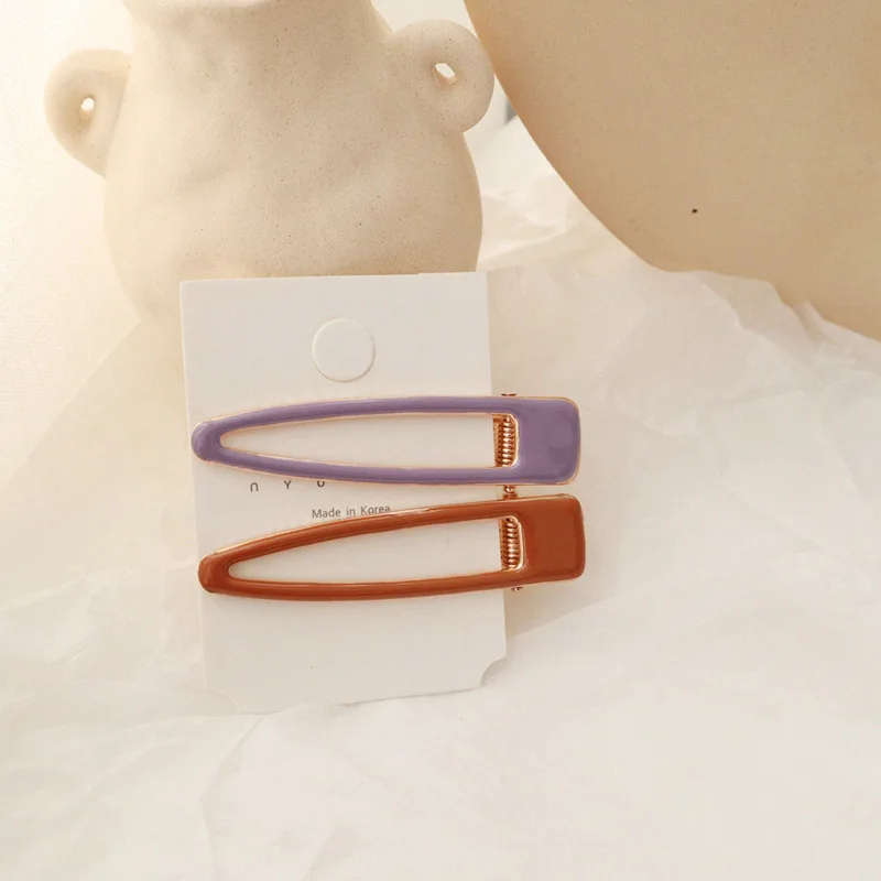 Мода 2 шт Корея геометрические капли заколки для волос конфеты Инструменты для укладки волос цветные шпильки для женщин аксессуары для волос подарок - Цвет: 4