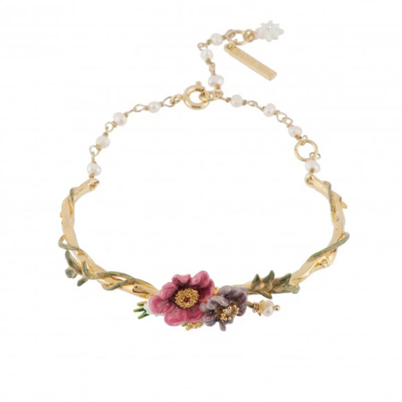 

2018 New Handmade Enamel Pink Purple Variety of Flowers Bracelets Bracelets Summer Fringe Accessories Valentine's Day Gifts