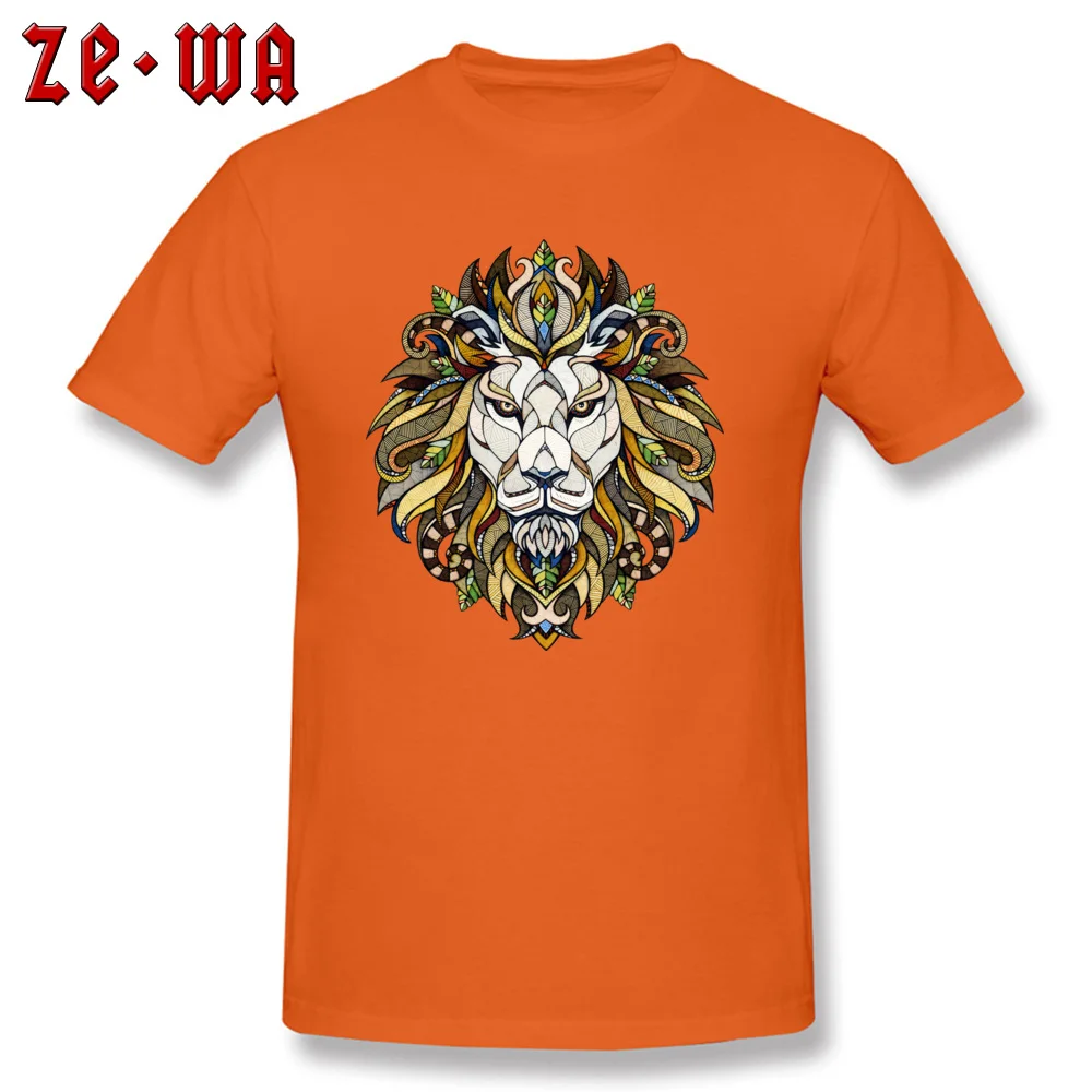 Lion Animal Poker Casual Father Day Cotton Fabric Round Collar Men Tops & Tees cosie Tee Shirts Latest Short Sleeve T Shirt Lion Animal Poker orange