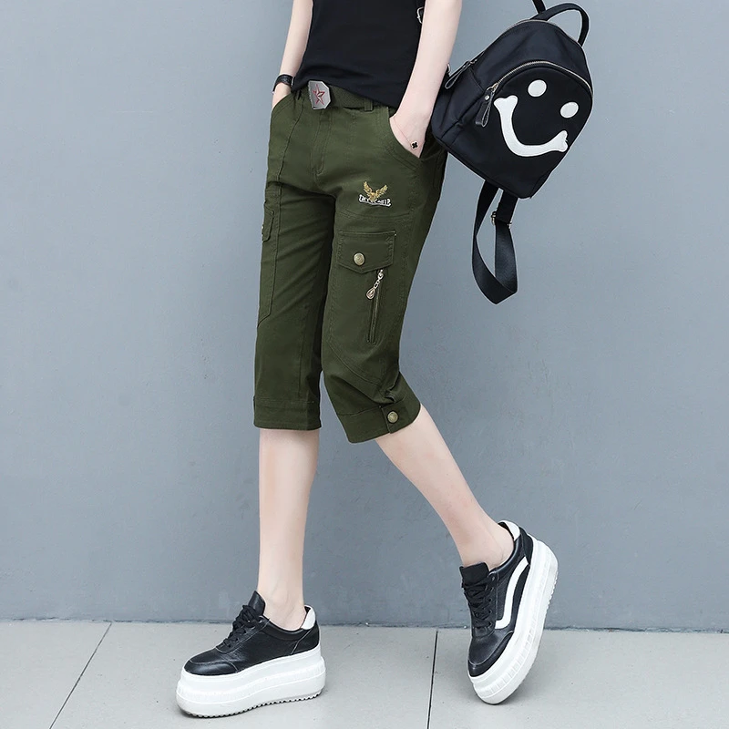 

New Outdoor Slim Camouflage Cropped Trousers Women Plus Size Military Tactical Pants Camping Trekking Hiking Sports Shorts Women