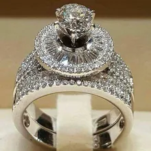 Mostyle женское Кристальное белое круглое кольцо, Брендовое роскошное серебряное обручальное кольцо, винтажные Свадебные Кольца для женщин