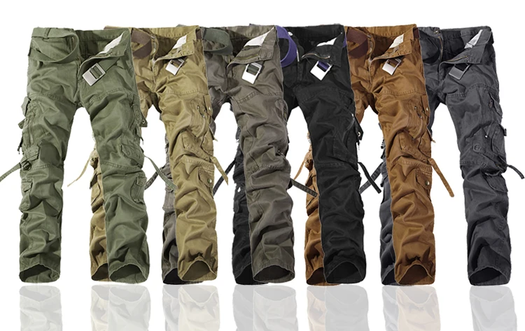 Повседневные мужские военные мужские брюки Roupas с несколькими карманами однотонные брюки мужские армейские брюки карго мужские модные мешковатые брюки