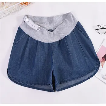 

HziriP 2019 Fashion Pregnant Clothes New Pregnancy Care Belly Solid Women Short High Quality Denim Maternity Wide Leg Shorts