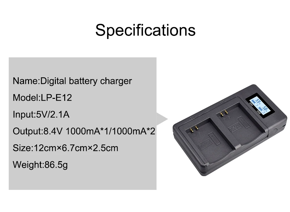 2 шт. LP-E12 LPE12 LP E12 батарея для камеры+ ЖК USB цифровой зарядное устройство для Canon M 100D Kiss X7 Rebel SL1 EOS M10 EOS M50 DSLR
