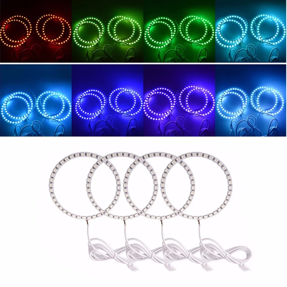 Бегемот RGB LED Angel Eyes 4x70 мм 80 100 120 RF контроллер многоцветная фара с пультом