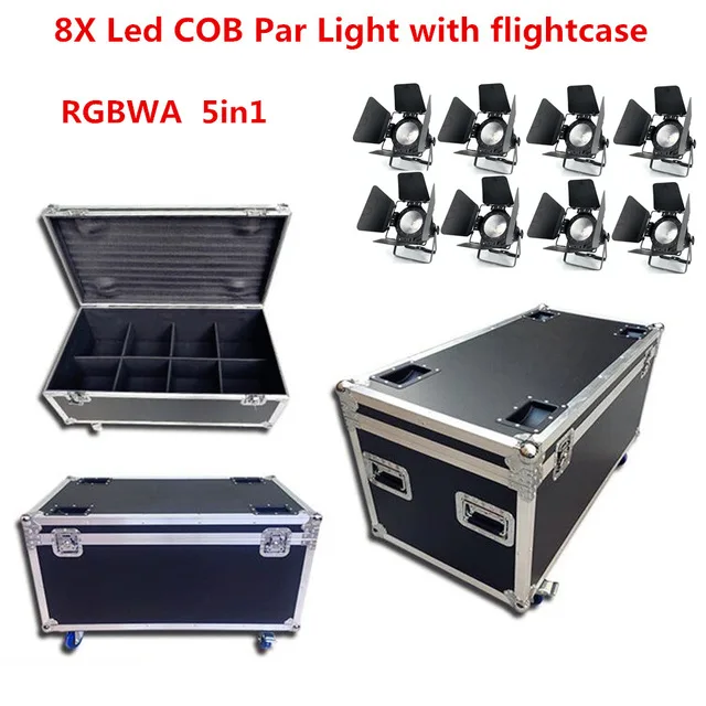 RGBWA 5in1 8X Led COB Par Light с flightcase 200 Вт светодиодный прожектор Par с мультичипом RGBWA UV 6в1 теплый белый светодиодный dj свет Мыть прожектор для дискотеки сценические эффекты - Цвет: RGBWA 5in1