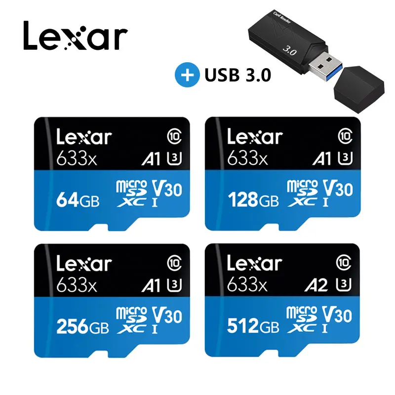 Lexar 633X Micro SD de 32 Гб 128 Гб 64 Гб 256 ГБ tarjeta 512 Гб Micro SD de 16 Гб SD/tarjeta de memoria Flash TF 32 64 128 Гб microSD