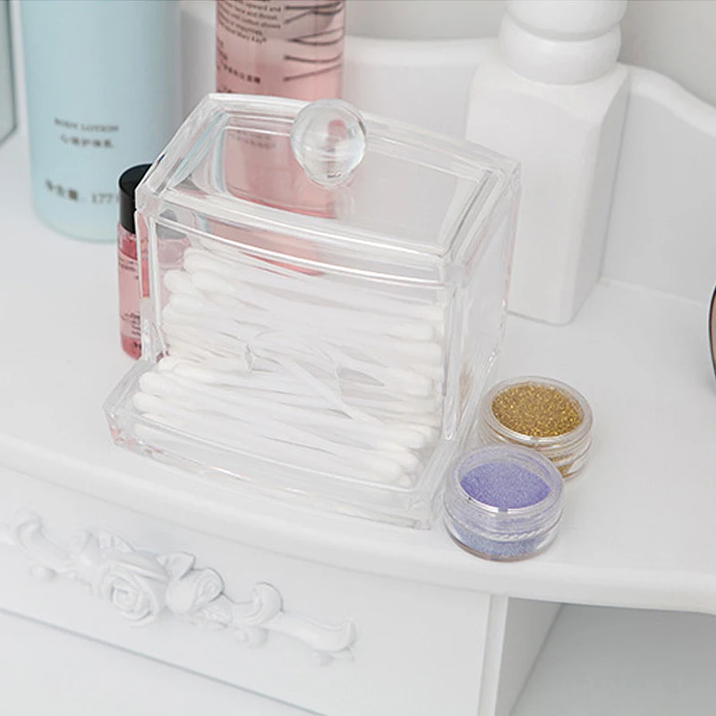 Креативный прозрачный акриловый ящик для хранения, прозрачные ватные палочки, держатель для хранения косметики, органайзер для макияжа