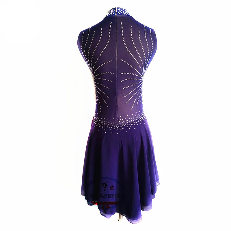 Платье для фигурного катания женское платье для катания на коньках темно-синее платье для взрослых Женская длинная юбка из шифона
